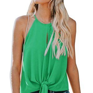 Front Tie Keyhole Blouse NWOT